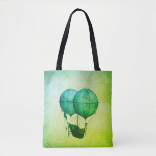 Bolso De Tela Globos aerostáticos Steampunk con verde barco