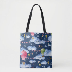 Bolso De Tela Globos caprichosos: Patrón de nubes acuarelas