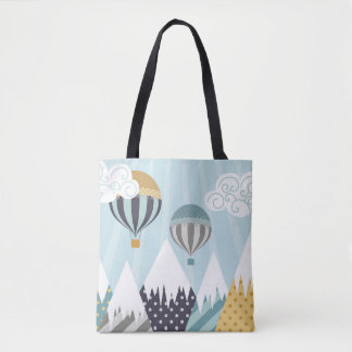 Bolso De Tela Globos de aire caliente azul