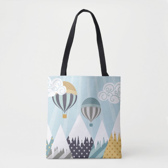 Bolso De Tela Globos de aire caliente azul (Anverso)