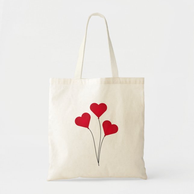 Bolso De Tela Globos de Corazón Cuto (Frente)