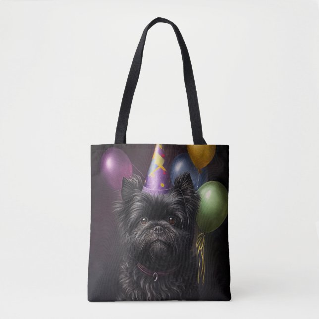 Bolso De Tela Globos de cumpleaños de Affenpinscher Dog (Anverso)