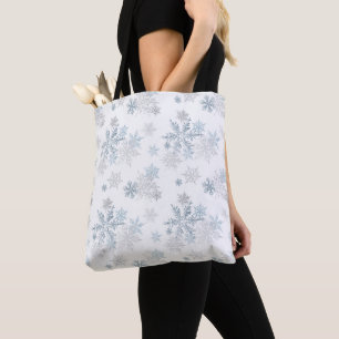 Bolso De Tela Glorioso azul y plateado invierno Wonderland Snowf