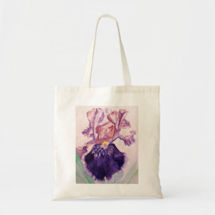 Bolso De Tela Glorioso Morado Iris Watercolor Floral Pintura