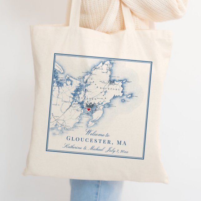 Bolso De Tela Gloucester, Boda de Massachusetts Bienvenidos a la (This Gloucester MA wedding welcome tote bag is perfect for your Cape Ann destination wedding)