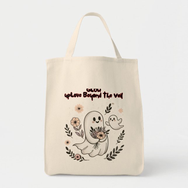 Bolso De Tela Glow up Love Beyond the Veil – Cute Ghost Mom Art (Frente)