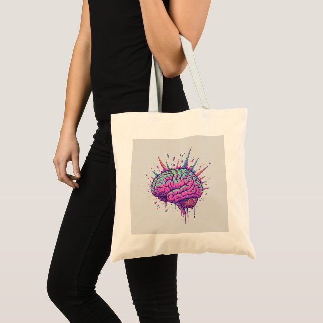 Bolso De Tela Glow With Your Mind Neon Brain Statement (Anverso (producto))