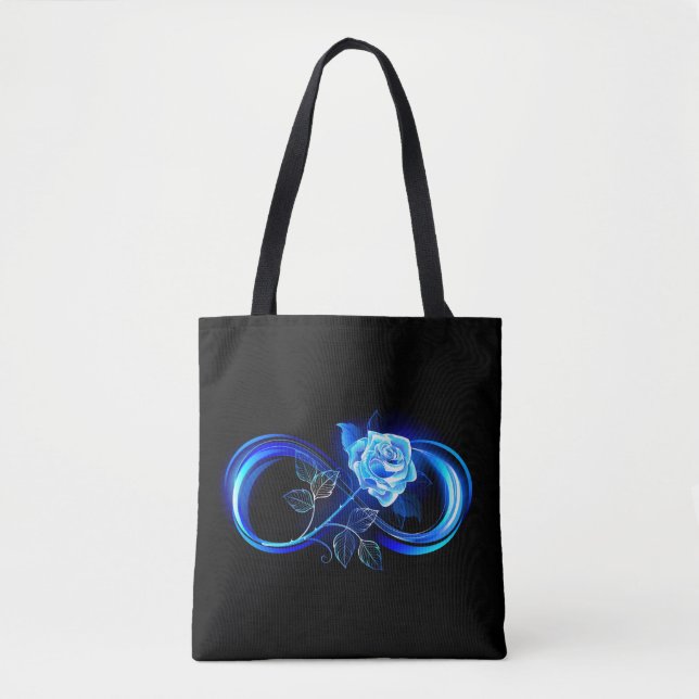 Bolso De Tela Glowing infinity with blue rose (Anverso)