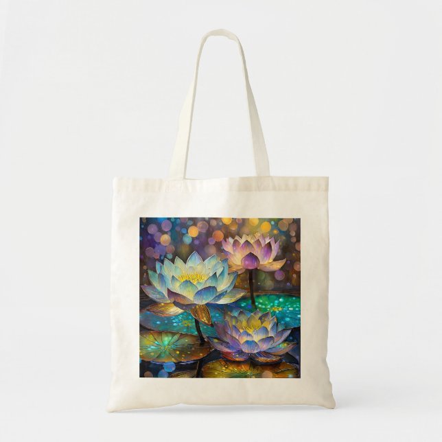 Bolso De Tela Glowing Lotus Flowers Trio (Frente)