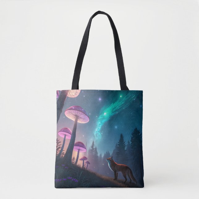 Bolso De Tela Glowing Mushroom Forest Fox Fantasy Art (Anverso)