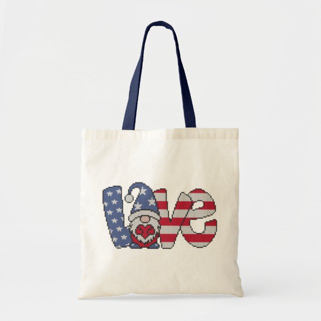 Bolso De Tela Gnome de amor americano Tote Bag (Frente)