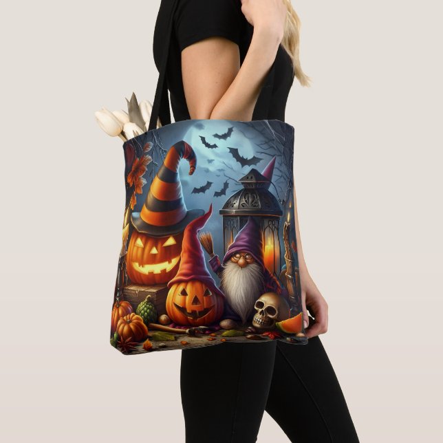 Bolso De Tela Gnome de Halloween y calabazas Jack-O (Detalle)