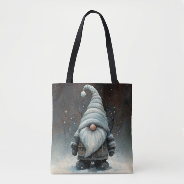 Bolso De Tela Gnome de invierno en un bosque nevado (Anverso)
