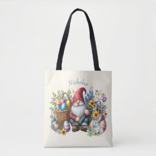 Bolso De Tela Gnome de Pascua Personalizado con Acuarela