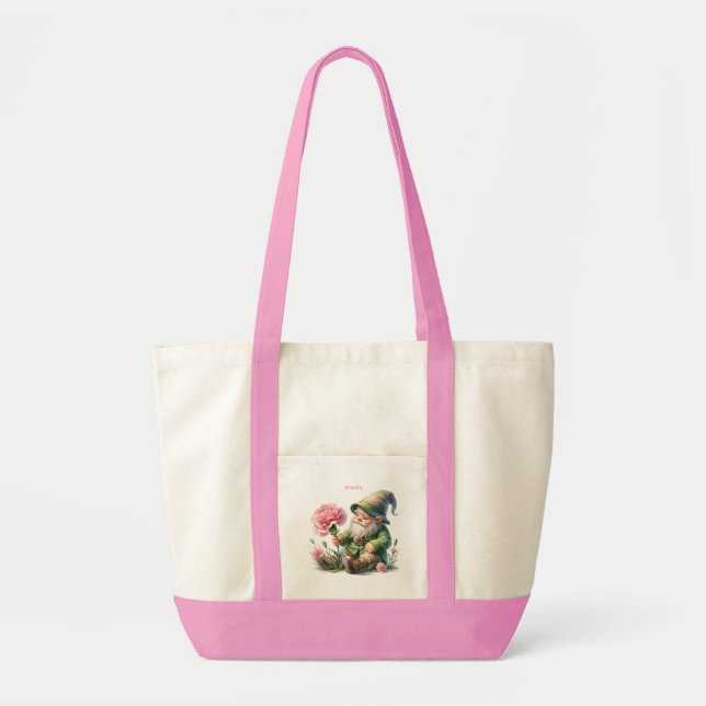Bolso De Tela Gnome del Jardín de Enero Personalizado (Frente)