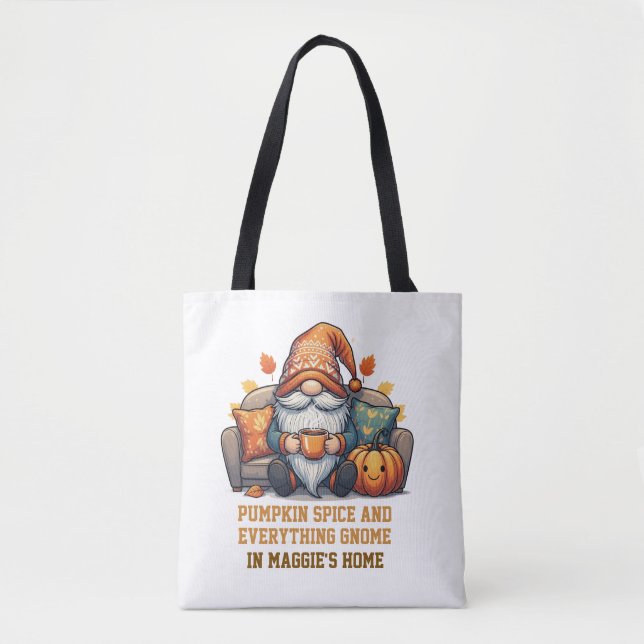 Bolso De Tela Gnome en casa acogedor - diseño de calabaza (Anverso)