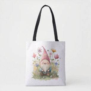 Bolso De Tela Gnome feliz en el jardín