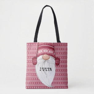 Bolso De Tela Gnome nórdico rojo personalizado