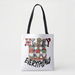 Bolso De Tela Gnomes Gracioso Merry Todo Negro Placa Blanca