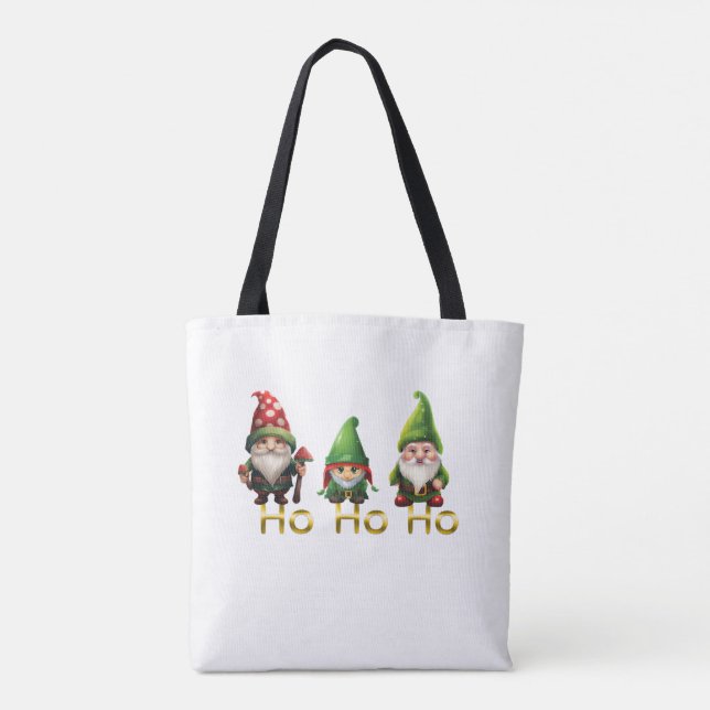 Bolso De Tela Gnomes Ho Ho Ho Christmas (Reverso)