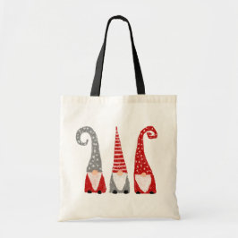 Bolso De Tela Gnomes navidades dibujaron gris blanco rojo