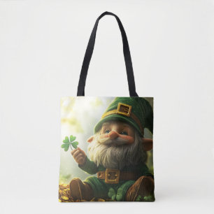 Bolso De Tela Gnomo duende lindo con tréboles y tréboles de cuat