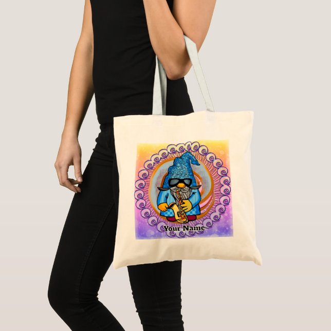 Bolso De Tela gnomo tocando saxofón (Anverso (producto))