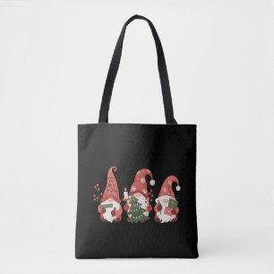 Bolso De Tela Gnomos de Navidad a cuadros Santa divertido Feliz 