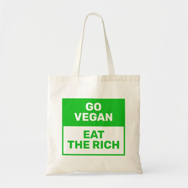Bolso De Tela "Go Vegan - Eat The Rich" Green Climate Activism (Frente)