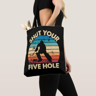 Bolso De Tela Goalie de hockey sobre hielo Funny cierra tu retro