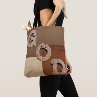 Bolso De Tela "GOD" bold statement Beige & Brown Shoulder Tote