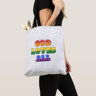 Bolso De Tela "God Loves All" Gay/LGBTQIA+/Queer Christian Pride