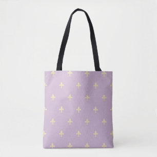 Bolso De Tela Gold Fleur-de-Lis Dusky Lilac