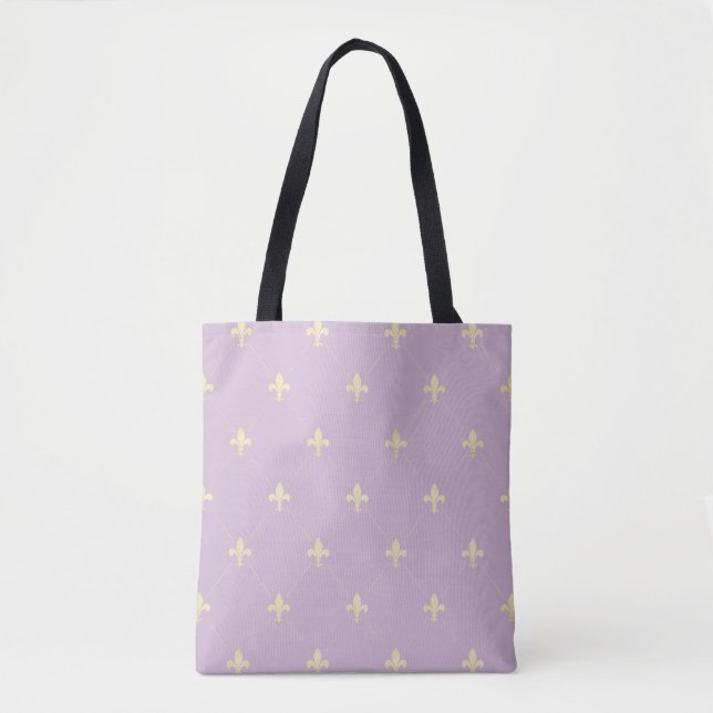 Bolso De Tela Gold Fleur-de-Lis Dusky Lilac (Anverso)