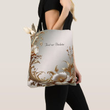 Gold Floral Tote Bag