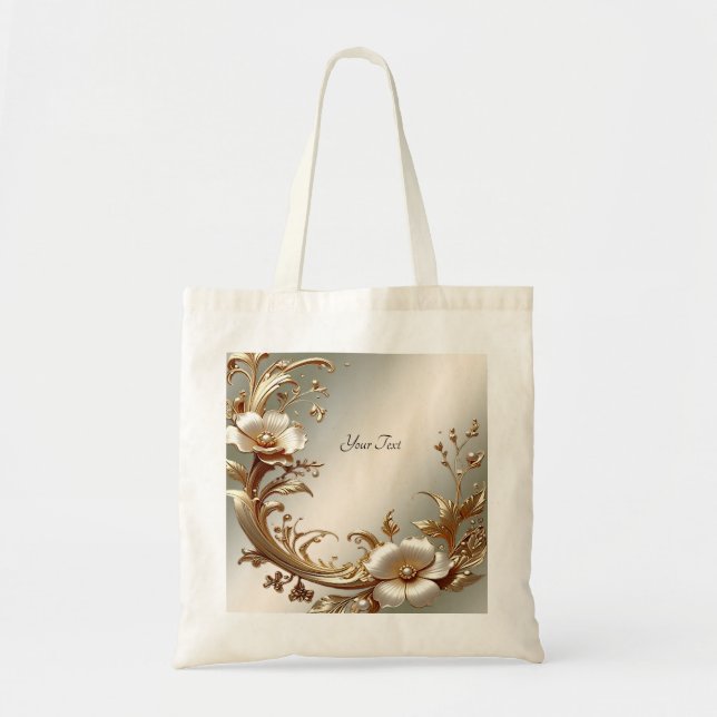 Bolso De Tela Gold Floral Tote Bag (Frente)