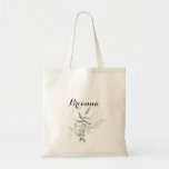 Bolso De Tela Gold Green Foliage Calligraphy Bridesmaid<br><div class="desc">This gold green foliage calligraphy bridesmaid tote bag is the perfect wedding gift to present your bridesmaids and maid of honor for a rustic wedding. This artistic design features hand-drawn watercolor gold and green foliage ,  inspiring natural beauty.</div>