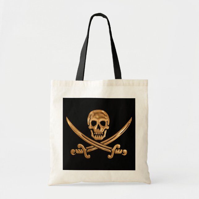 Bolso De Tela Gold Jolly Roger (Frente)