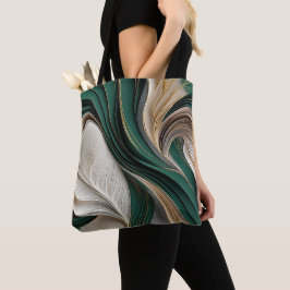 Bolso De Tela Golden Air – Esmeralda y Oro Fluyendo Abstracto