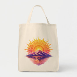 Bolso De Tela Golden Boho Mandala Sun Mountain Sunset Reflection