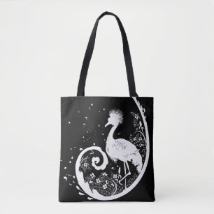 Bolso De Tela Golden Crane Silhouette