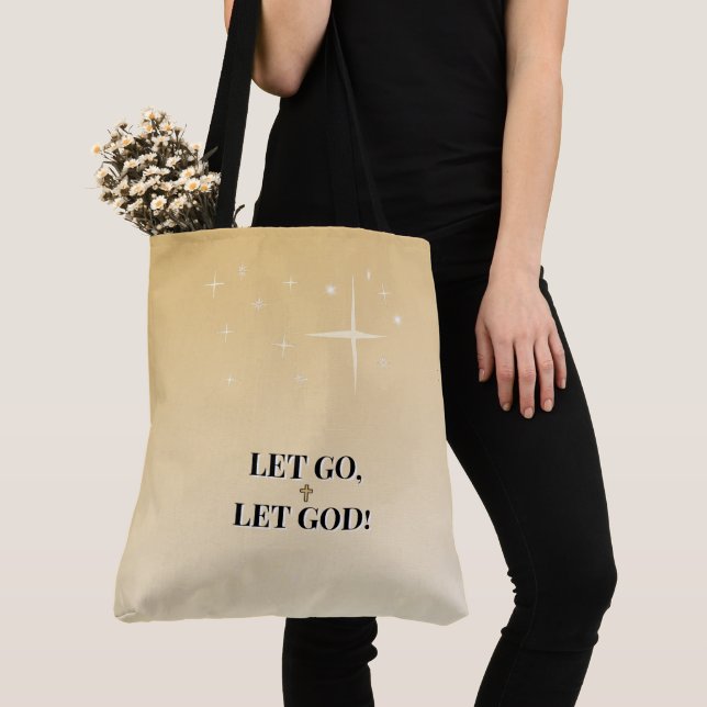 Bolso De Tela Golden Cross Let Go Let God Light (Detalle)