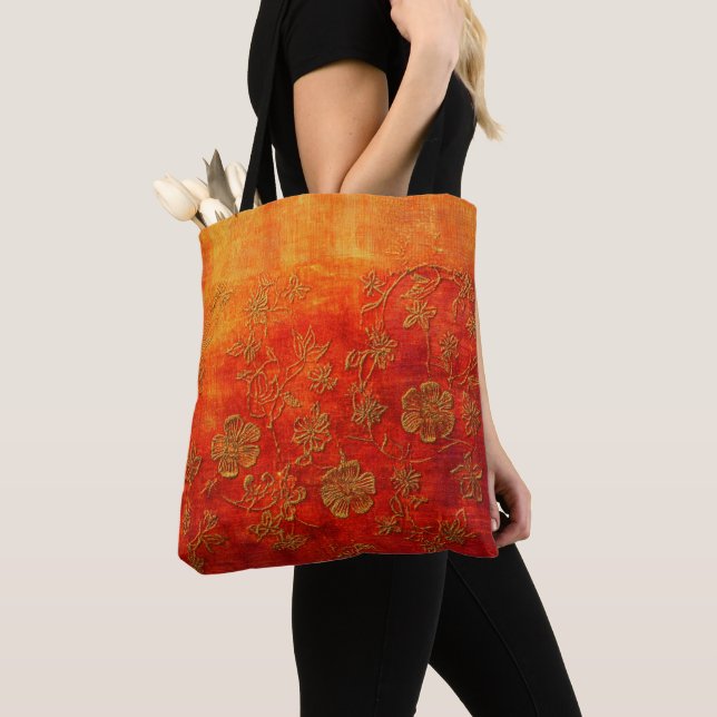 Bolso De Tela Golden Ember Floral Batik (Detalle)