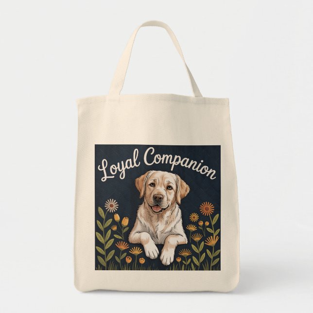 Bolso De Tela Golden Labrador Retriever Quilt Design – Playful (Frente)