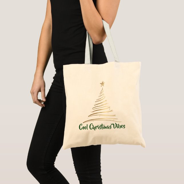 Bolso De Tela Golden Line Art Christmas Tree (Anverso (producto))