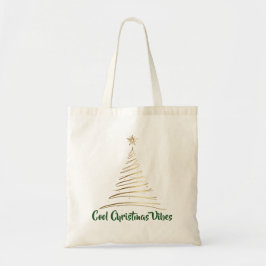 Bolso De Tela Golden Line Art Christmas Tree