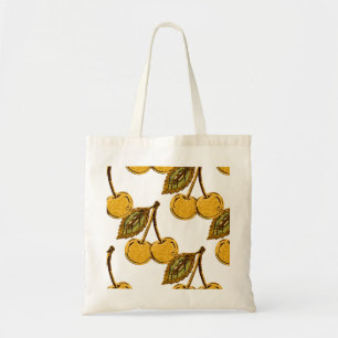 Bolso De Tela Golden Metallic Cherries Pattern