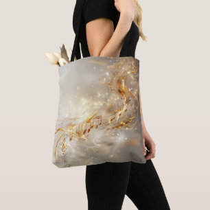 Bolso De Tela Golden Musical Notes Digital Art