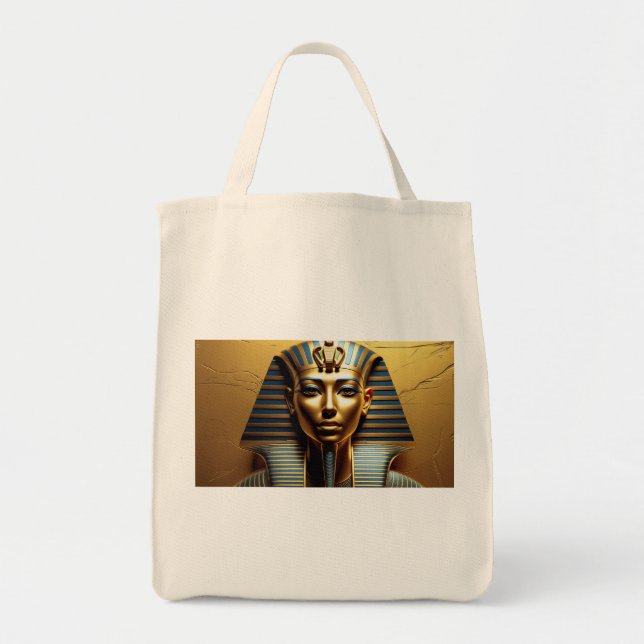 Bolso De Tela  Golden Nefertiti Line Art Tote Bag – Modern Egypt (Frente)