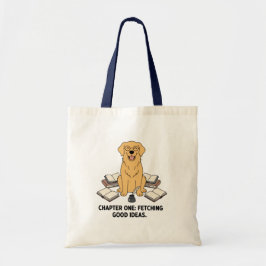 Bolso De Tela Golden Retriever Leyendo Diseño de Libro Creativo